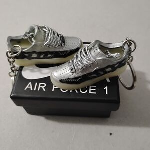 Nike Silver and Black Mini Sneaker Keychain
